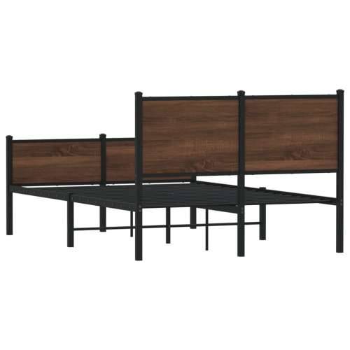 Metalni okvir kreveta bez madraca smeđi hrast 120x190 cm - Smeđi hrast 120 x 190 cm s uzglavljem i visokim podnožjem Cijena