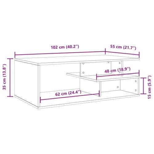Stolić za kavu boja hrasta 102 x 55 x 35 cm konstruirano drvo - Dimljeni hrast 1 Cijena