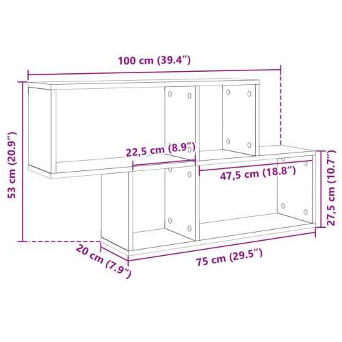 Zidna polica smeđa boja hrasta 100x20x53 cm konstruirano drvo Smeđi hrast 1 Cijena