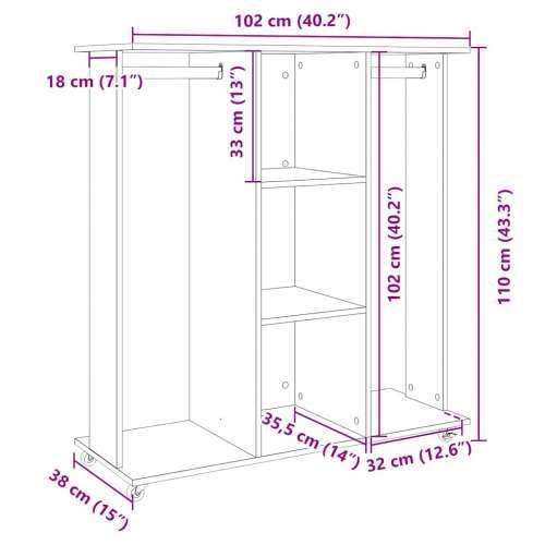 Ormar s kotačima boja hrasta 102x38x110 cm konstruirano drvo - Dimljeni hrast 1 Cijena