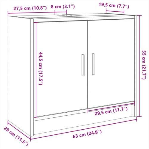 Ormarić za Lavabo - Umivaonik bijeli 63 x 29 x 55 cm konstruirano drvo - Bijela 1 Cijena