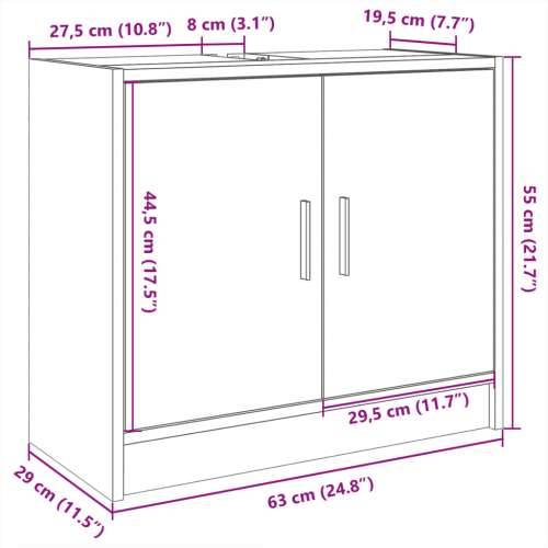 Ormarić za Lavabo - Umivaonik boja hrasta 63x29x55 cm konstruirano drvo - sonoma hrast 1 Cijena