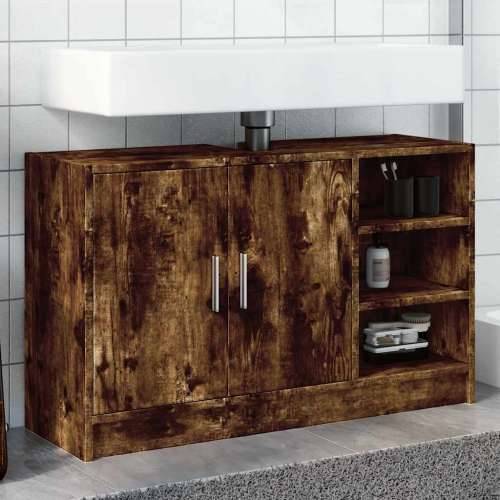 Ormarić za Lavabo - Umivaonik boja dimljenog hrasta 90x29x55 cm drveni - Dimljeni hrast 90 x 29 x 55 cm 1 Cijena