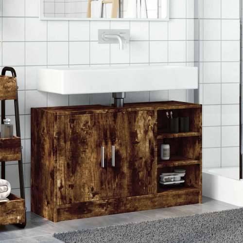 Ormarić za Lavabo - Umivaonik boja dimljenog hrasta 90x29x55 cm drveni - Dimljeni hrast 90 x 29 x 55 cm 1 Cijena