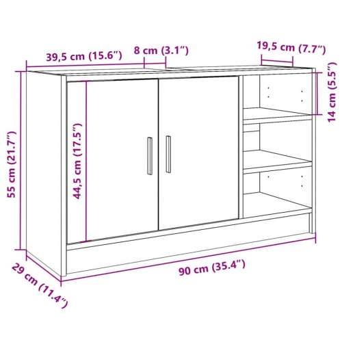 Ormarić za Lavabo - Umivaonik boja dimljenog hrasta 90x29x55 cm drveni - Dimljeni hrast 90 x 29 x 55 cm 1 Cijena