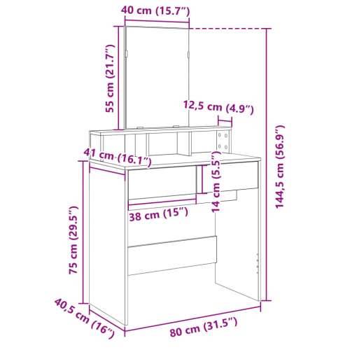 Toaletni stolić s ogledalom crni 80 x 41 x 144,5 cm - Crna 1 Cijena