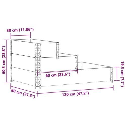 Povišena gredica s 3 razine crna 120 x 80 cm masivna borovina - Crna 120 x 80 cm (80 x 30 cm) 1 Cijena