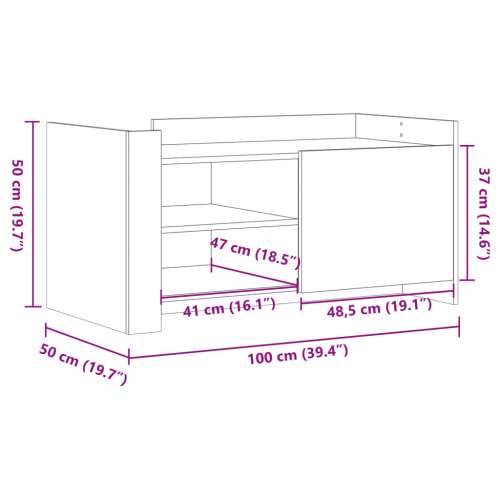 Stolić za kavu siva boja hrasta 100x50x50 cm od drva - Sivi hrast sonoma 1 100 cm Cijena