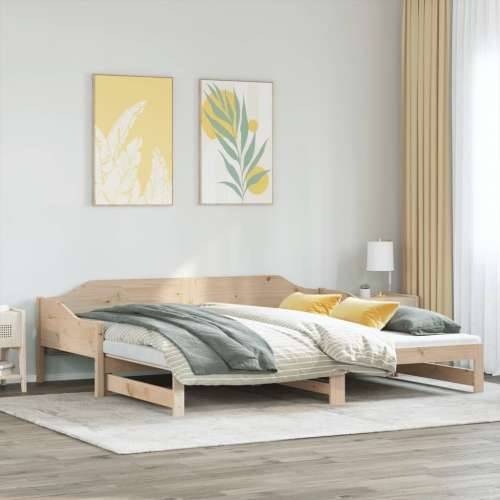Dnevni krevet na razvlačenje 80 x 200 cm od masivne borovine - Prirodna 80 x 200 cm Cijena
