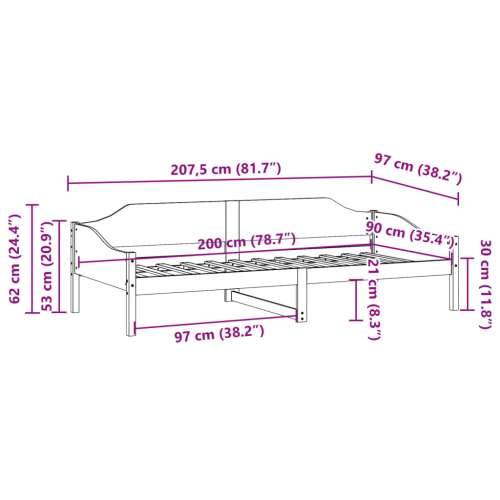 Okvir kreveta bez madraca 90 x 200 cm od masivne borovine - Prirodna 90 x 200 cm Cijena