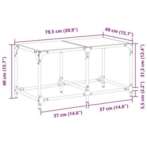 Stolić za kavu s crnom staklenom površinom 78,5x40x40 cm čelik - crno staklo 78.5 x 40 x 40 cm 1 Cijena