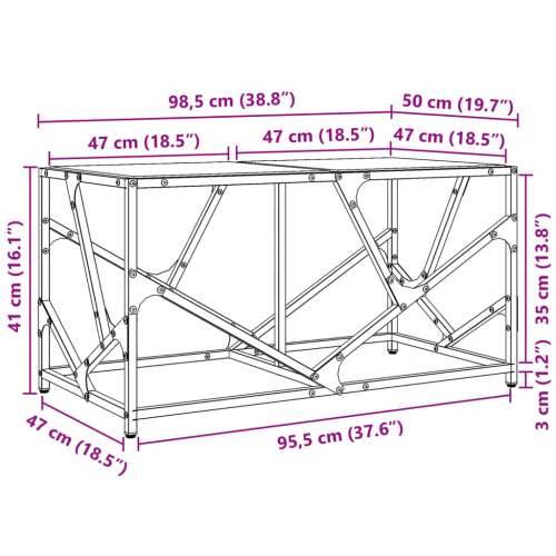Stolić s prozirnom staklenom površinom 98,5x50x41 cm čelik - Transparentan 1 Cijena
