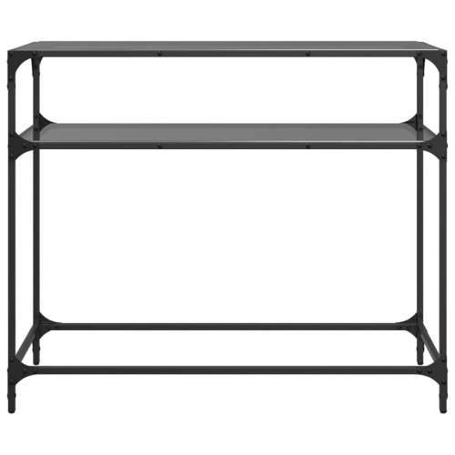 Konzolni stol s crnom staklenom površinom 98x35x81 cm čelični - Crna 98 x 35 x 81 cm 1 Cijena