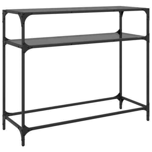 Konzolni stol s crnom staklenom površinom 98x35x81 cm čelični - Crna 98 x 35 x 81 cm 1 Cijena