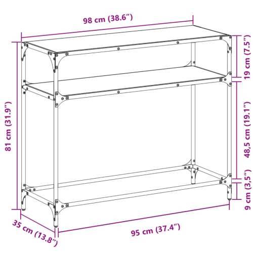 Konzolni stol s crnom staklenom površinom 98x35x81 cm čelični - Crna 98 x 35 x 81 cm 1 Cijena