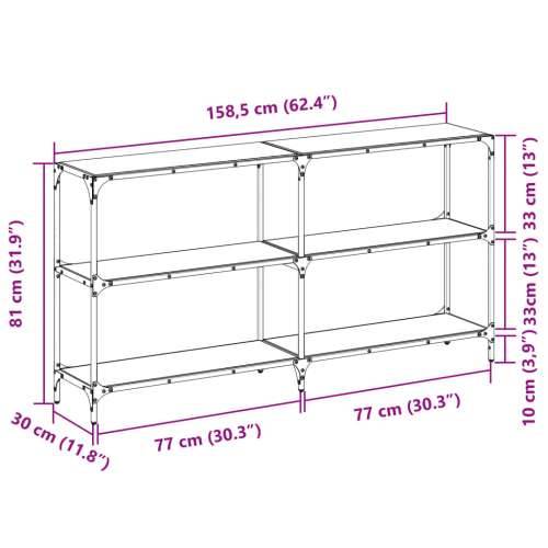 Konzolni stol s crnom staklenom površinom 158,5x30x81cm čelični - Crna 158.5 x 30 x 81 cm 1 Cijena