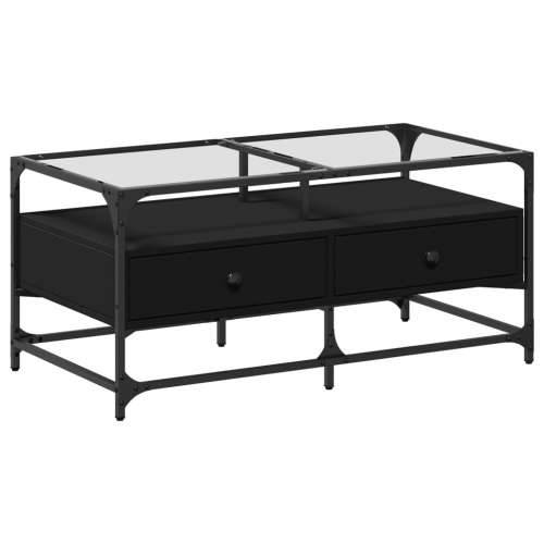 Stolić sa staklenom površinom crni 98,5x50x45 cm čelik - Crna 1 Cijena