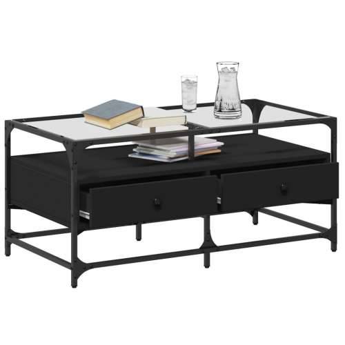 Stolić sa staklenom površinom crni 98,5x50x45 cm čelik - Crna 1 Cijena