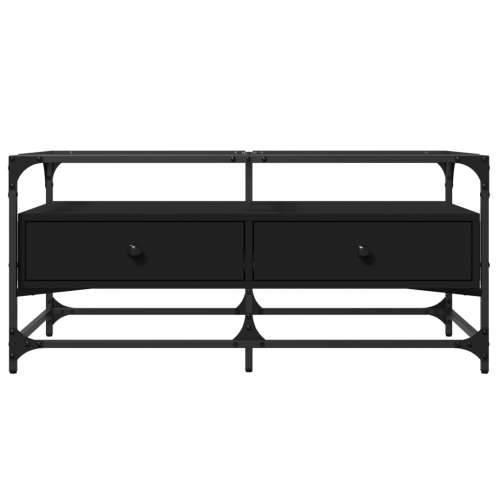 Stolić sa staklenom površinom crni 98,5x50x45 cm čelik - Crna 1 Cijena