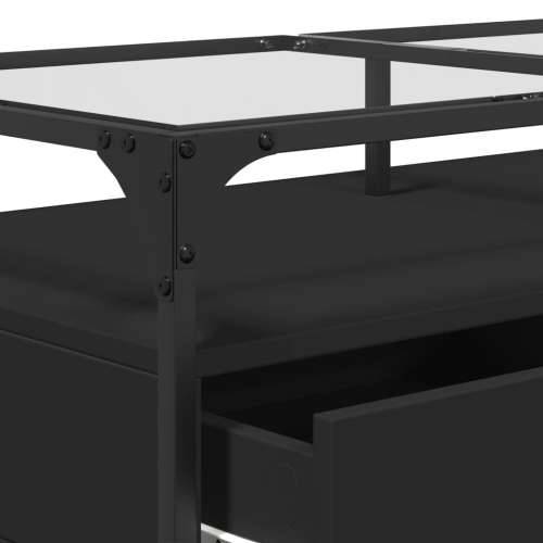 Stolić sa staklenom površinom crni 98,5x50x45 cm čelik - Crna 1 Cijena
