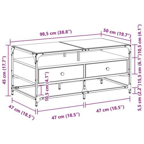 Stolić sa staklenom površinom crni 98,5x50x45 cm čelik - Crna 1 Cijena
