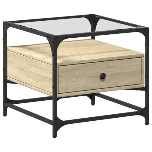 Stolić sa staklenom površinom boja hrasta 50 x 50 x 45 cm čelik - sonoma hrast 1 Cijena