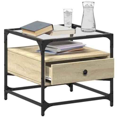 Stolić sa staklenom površinom boja hrasta 50 x 50 x 45 cm čelik - sonoma hrast 1 Cijena
