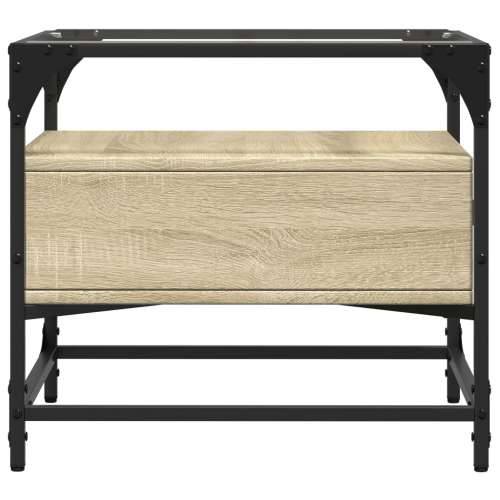 Stolić sa staklenom površinom boja hrasta 50 x 50 x 45 cm čelik - sonoma hrast 1 Cijena
