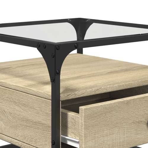 Stolić sa staklenom površinom boja hrasta 50 x 50 x 45 cm čelik - sonoma hrast 1 Cijena