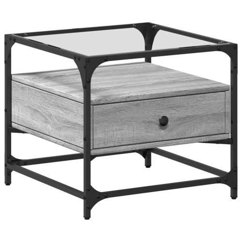 Stolić sa staklenom površinom boja hrasta 50 x 50 x 45 cm čelik - Sivi hrast sonoma 1 Cijena