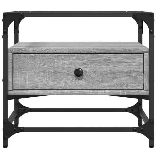 Stolić sa staklenom površinom boja hrasta 50 x 50 x 45 cm čelik - Sivi hrast sonoma 1 Cijena