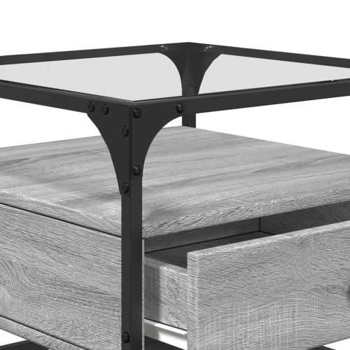 Stolić sa staklenom površinom boja hrasta 50 x 50 x 45 cm čelik - Sivi hrast sonoma 1 Cijena