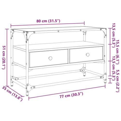 TV ormarić sa staklenom površinom crni 80x35x51 cm drveni - Crna 1 80 cm Cijena