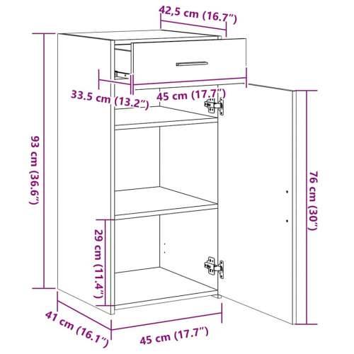Komoda smeđa boja hrasta 45 x 42,5 x 93 cm konstruirano drvo - Smeđi hrast 1 Cijena