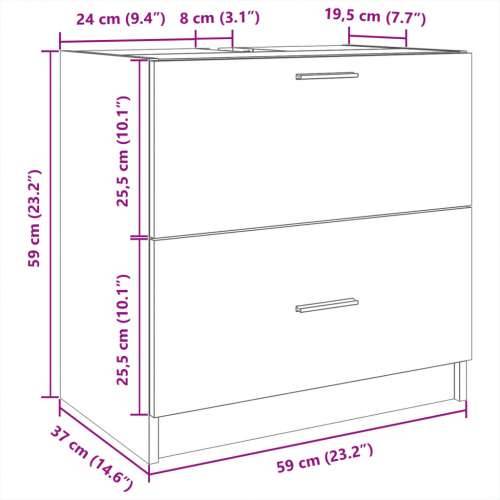 Ormarić za Lavabo - Umivaonik boja dimljenog hrasta 59x37x59 cm drveni - Dimljeni hrast 59 x 37 x 59 cm 1 Cijena