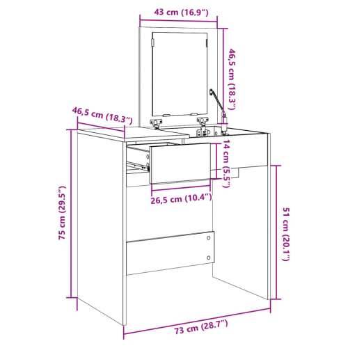 Toaletni stolić s ogledalom crni 73 x 46,5 x 120 cm - Crna 1 Cijena
