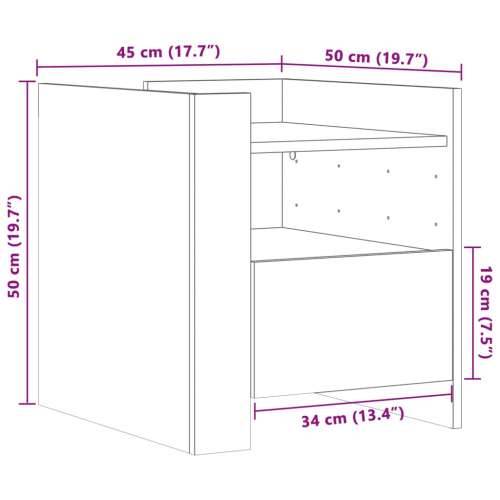 Noćni ormarić dimljena boja hrasta 45x50x50cm konstruirano drvo - Dimljeni hrast 1 Cijena