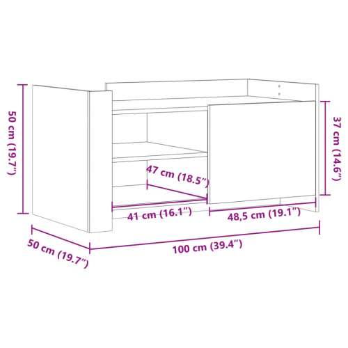 Stolić za kavu boja smeđeg hrasta 100 x 50 x 50 cm od drva - Smeđi hrast 1 100 cm Cijena