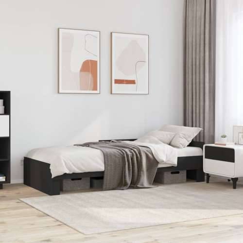 Okvir za krevet crni 75 x 190 cm od konstruiranog drva - Crna 75 x 190 cm Cijena