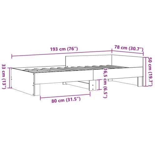 Okvir za krevet crni 75 x 190 cm od konstruiranog drva - Crna 75 x 190 cm Cijena