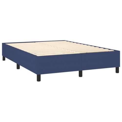 Krevet s oprugama i madracem plavi 140x200 cm od tkanine - Plava 140 x 200 cm vodoravne pruge Cijena