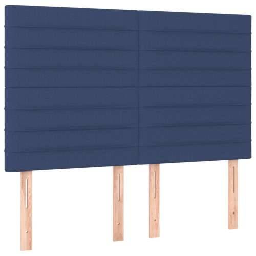 Krevet s oprugama i madracem plavi 140x200 cm od tkanine - Plava 140 x 200 cm vodoravne pruge Cijena
