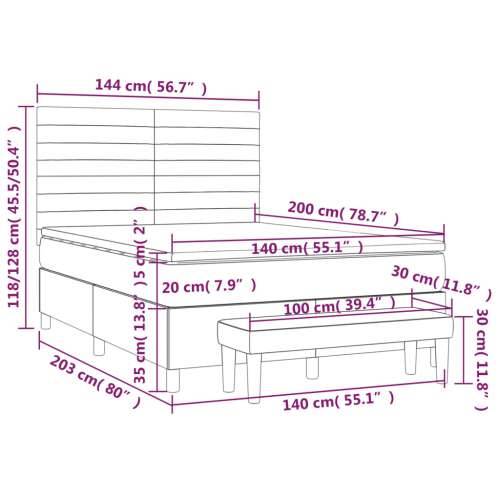 Krevet s oprugama i madracem plavi 140x200 cm od tkanine - Plava 140 x 200 cm vodoravne pruge Cijena