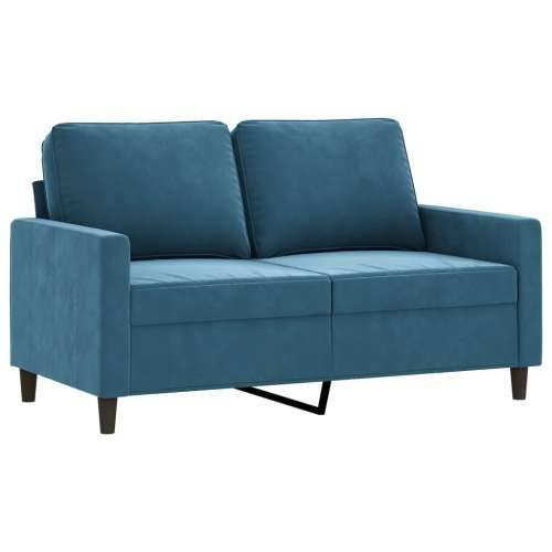 3-dijelni set sofa s jastucima plavi baršunasti - Plava s jastučićima i tabureom Cijena