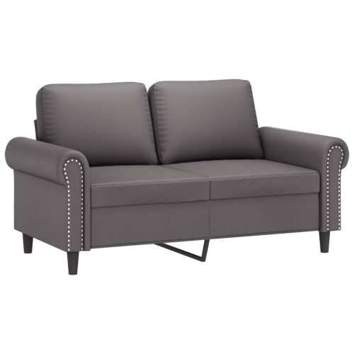 3-dijelni set sofa s jastucima sivi od umjetne kože - Siva S osloncem za noge Cijena