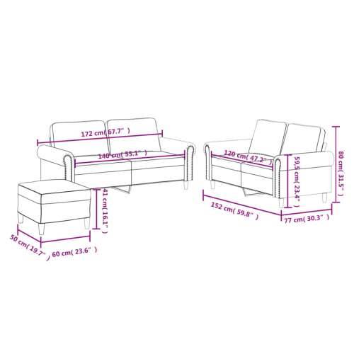 3-dijelni set sofa s jastucima sivi od umjetne kože - Siva S osloncem za noge Cijena