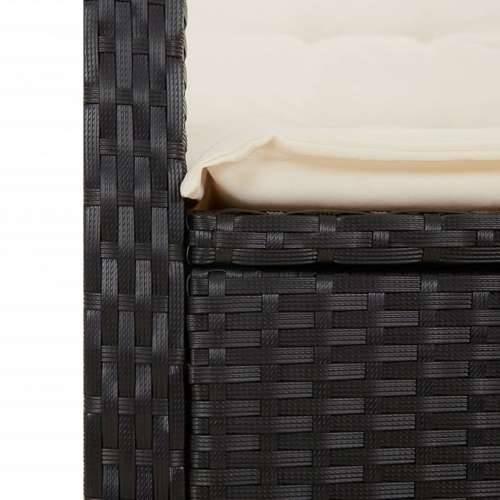 Vrtna garnitura - 5-dijelni vrtni blagovaonski set s jastucima od poliratana crni - Crna 80 x 80 x 74 cm s podignutom nogom 4 Cijena