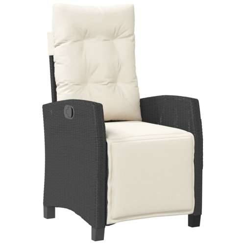 Vrtna garnitura - 5-dijelni vrtni blagovaonski set s jastucima od poliratana crni - Crna 80 x 80 x 74 cm s podignutom nogom 4 Cijena