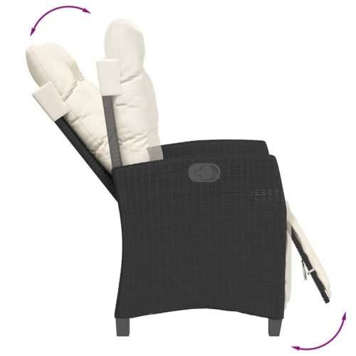 Vrtna garnitura - 5-dijelni vrtni blagovaonski set s jastucima od poliratana crni - Crna 80 x 80 x 74 cm s podignutom nogom 4 Cijena