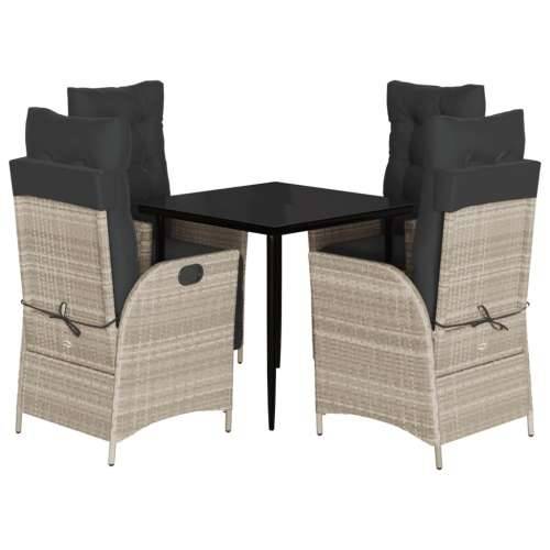 Vrtna garnitura - 5-dijelni vrtni blagovaonski set od poliratana s jastucima sivi - 80 x 80 x 74 cm Sa naslonom za noge 4 Cijena